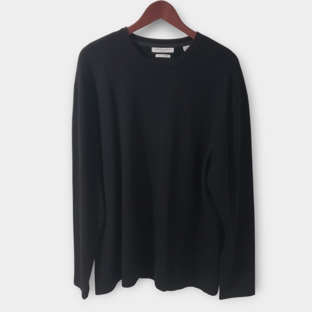 Impermeable Platinum Mens XL Black 2 Ply Cashmere Crewneck Sweater